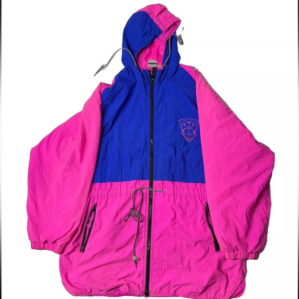 Vintage Juniors Large Ocean Pacific OP Purple Pink Windbreaker Jacket Has Stains